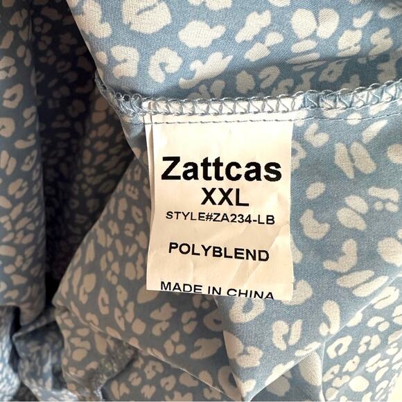 Zattcas Dress Blue White Floral Short Sleeve Smocked Tiered Maxi Size XXL NEW - Picture 9 of 11